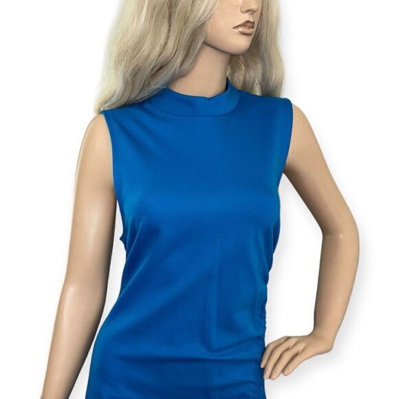 Halogen Ruched Mock Neck Minidress in Teal Blue Size XL NEW - Picture 6 of 15